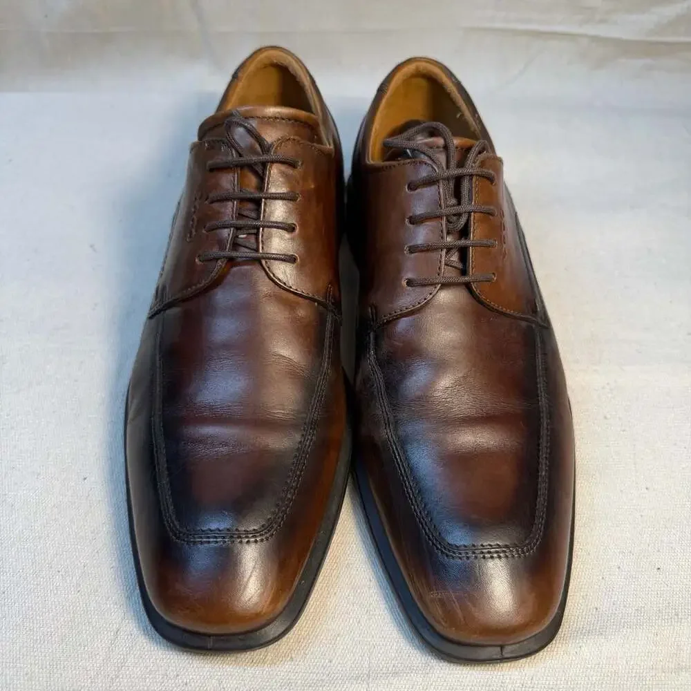 Ecco Cairo Apron Toe Tie Walnut Brown Leather Oxford